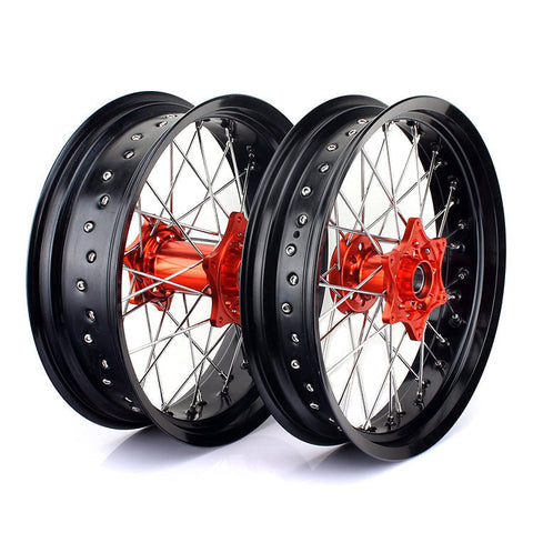 17" Supermoto Aluminum Front Rear Spoke Wheel Set for KTM 690 Enduro / 690 Enduro R 2008-2021