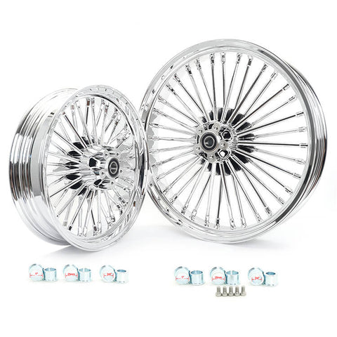 Front Rear Dual Disc Fat Spoke Wheels for Harley Dyna Super Glide / Low Rider / Wide Glide / Switchback 2000-and up