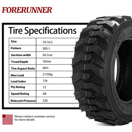 10-16.5 12Ply SKS Skid Steer Tire 10x16.5 for Bobcat Industrial Tire