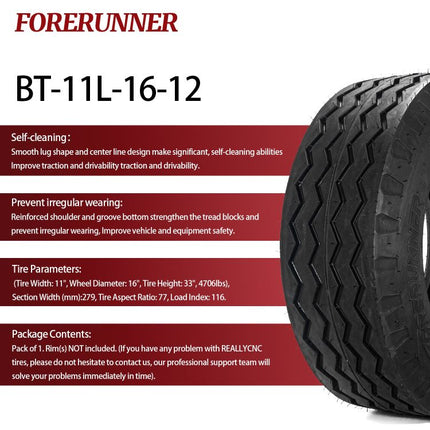 11Lx16 Farm Implement 12 Ply Tire Tubeless Heavy Duty