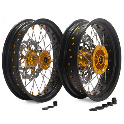 17" Front Rear Wheel Rim Hub Rotor Set for Suzuki DRZ400SM SuperMotard 2005-UP