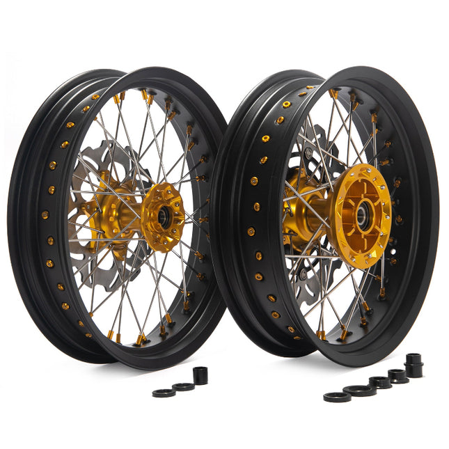 17" Front Rear Wheel Rim Hub Rotor Set for Suzuki DRZ400SM SuperMotard 2005-UP