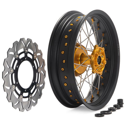 17" Front Rear Wheel Rim Hub Rotor Set for Suzuki DRZ400SM SuperMotard 2005-UP