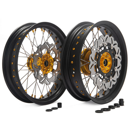 17" Front Rear Wheel Rim Hub Rotor Set for Suzuki DRZ400SM SuperMotard 2005-UP