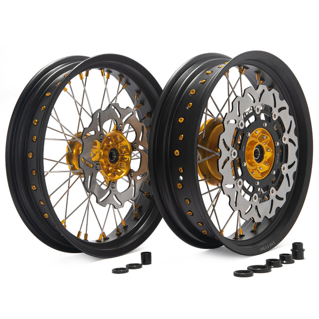 17" Front Rear Wheel Rim Hub Rotor Set for Suzuki DRZ400SM SuperMotard 2005-UP