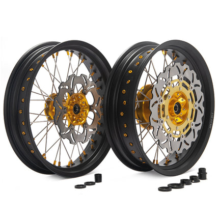 17" Front Rear Wheel Rim Hub Rotor Set for Suzuki DRZ400SM SuperMotard 2005-UP