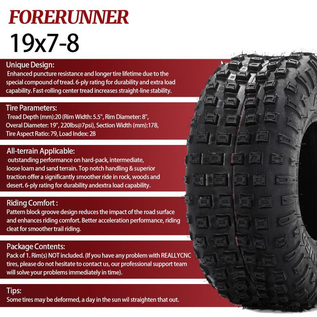 2pcs 19x7-8 6 Ply ATV / UTV All Terrain Tires