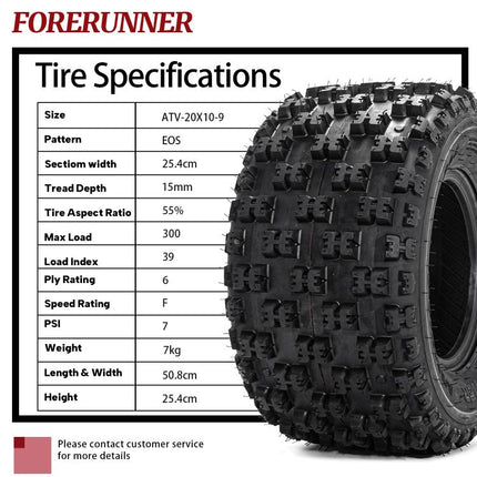 2pcs 20x10-9 Universal 6 Ply ATV / UTV All-Terrain Mud Tires