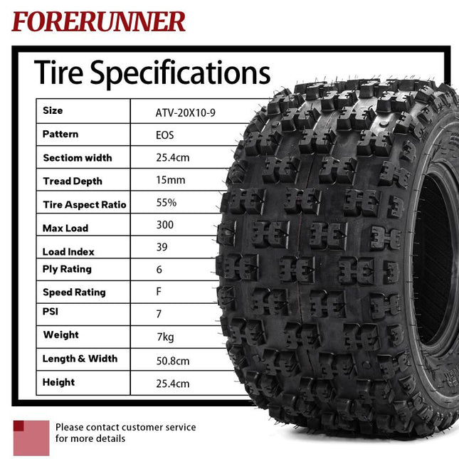 2pcs 20x10-9 Universal 6 Ply ATV / UTV All-Terrain Mud Tires