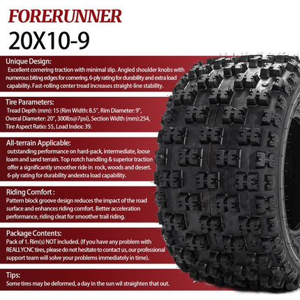 2pcs 20x10-9 Universal 6 Ply ATV / UTV All-Terrain Mud Tires