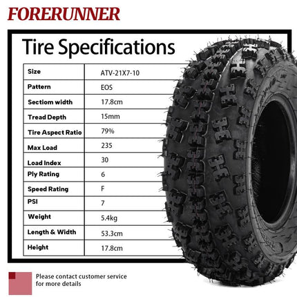2pcs 21X7-10 Universal 6 Ply ATV / UTV All-Terrain Mud Tires