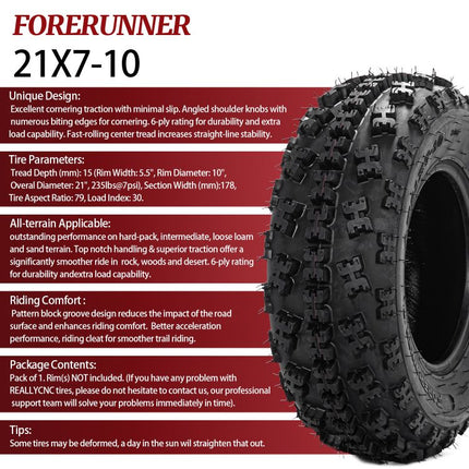 2pcs 21X7-10 Universal 6 Ply ATV / UTV All-Terrain Mud Tires