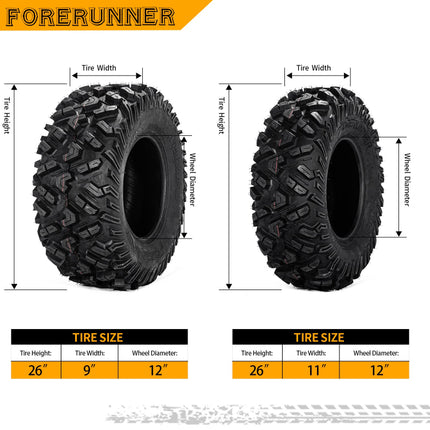 2pcs / 4pcs 26x9-12 26x11-12 Forerunner ATV All-Terrain Tires 6 PLY