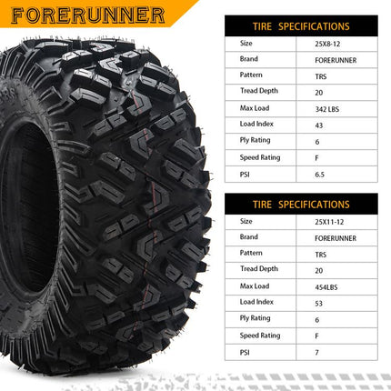 2pcs 25x11-12 / 25x8-12 Universal 6 Ply ATV UTV All-Terrain Tires