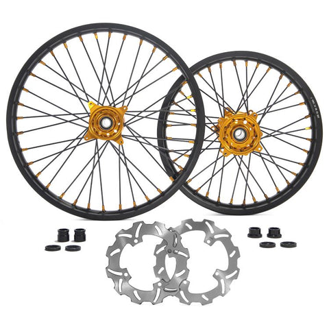 Aluminum 21 Front 18 Rear Wheel Rim Hub Rotor Set for Suzuki RMZ250 2007-2024 / Suzuki RMZ450 2005-2024