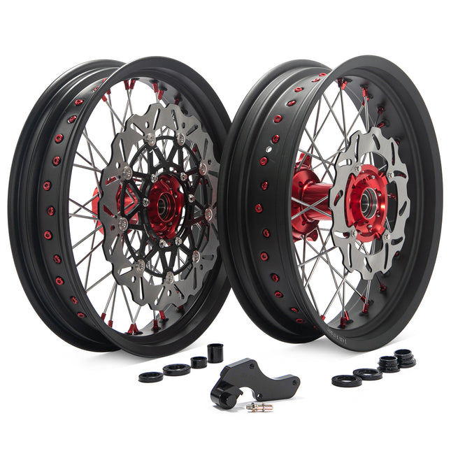 For Honda CR125 CR250 2004-2007 / CRF250R 2004-2013 / CRF450R 2004-2012 17" Front Rear Spoked Wheel Rim Hub Rotor Kit