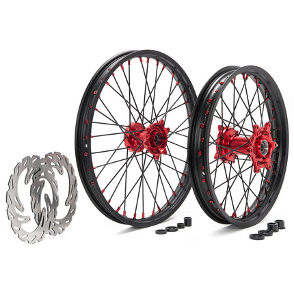For Honda CRF250R 2004-2013 / CRF450R 2002-2012 21x1.6 Front 19x2.15 Rear Spoked Wheel Rim Hub Rotor Kit