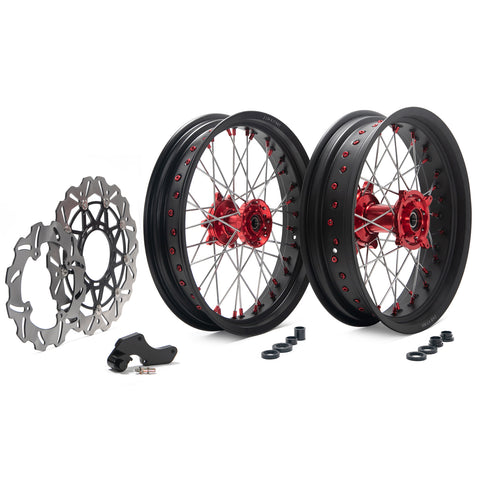 For Honda CRF250R 2014 / CRF450R 2013-2014 17" Front Rear Spoked Wheel Rim Hub Rotor Kit