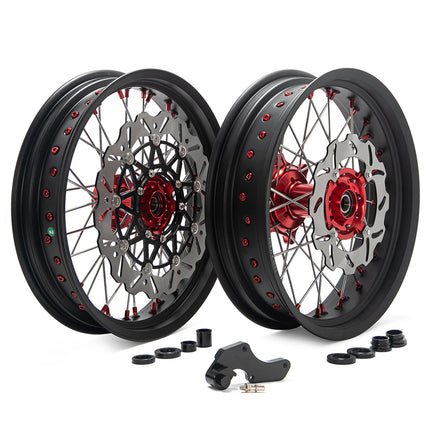 For Honda CRF250R 2014-2025 / CRF450R 2013-2025 / CRF450RX 2017-2025 17" Front Rear Spoked Wheel Rim Hub Rotor Kit