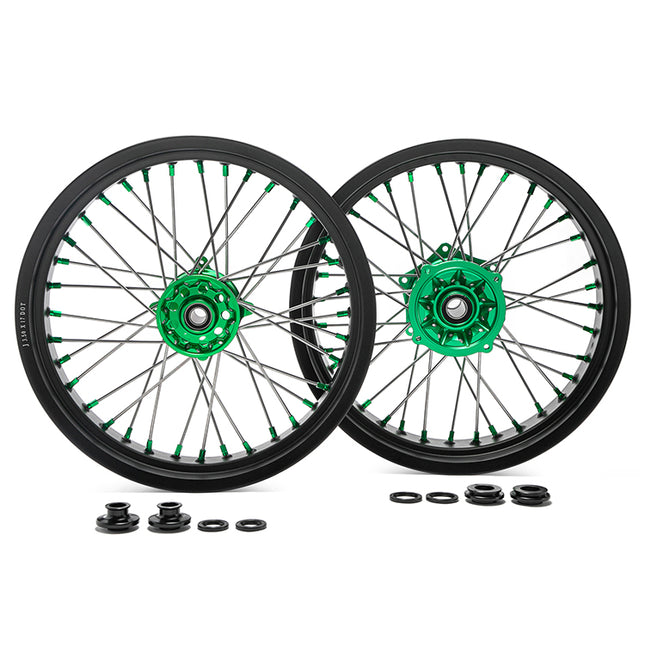 For Kawasaki KX125 06-13 / KX250 06-13 19-20 / KX250F KX450F 06-18 21” 17” Front 17” 18” 19” Rear Supermoto Spoked Wheel Set
