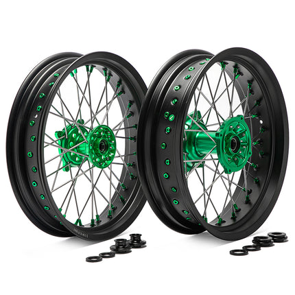 For Kawasaki KX125 06-13 / KX250 06-13 19-20 / KX250F KX450F 06-18 21” 17” Front 17” 18” 19” Rear Supermoto Spoked Wheel Set