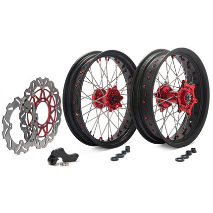 For Honda CR125 CR250 2004-2007 / CRF250R 2004-2013 / CRF450R 2004-2012 17" Front Rear Spoked Wheel Rim Hub Rotor Kit