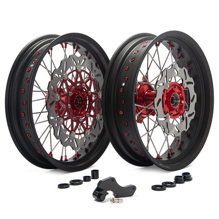 For Honda CR125 CR250 2004-2007 / CRF250R 2004-2013 / CRF450R 2004-2012 17" Front Rear Spoked Wheel Rim Hub Rotor Kit