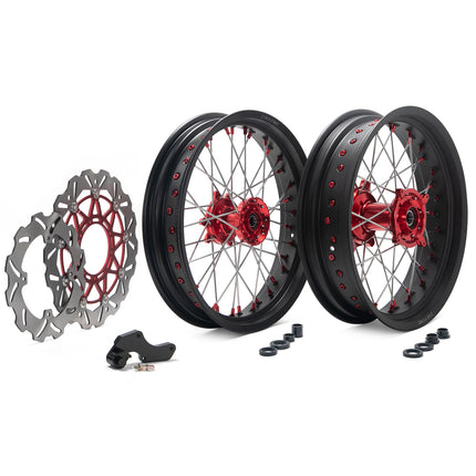 For Honda CRF250R 2014-2025 / CRF450R 2013-2025 / CRF450RX 2017-2025 17" Front Rear Spoked Wheel Rim Hub Rotor Kit