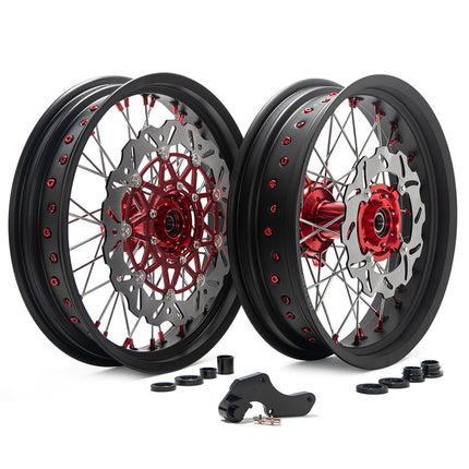 For Honda CRF250R 2014-2025 / CRF450R 2013-2025 / CRF450RX 2017-2025 17" Front Rear Spoked Wheel Rim Hub Rotor Kit