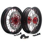 For Honda CRF250R 2014 / CRF450R 2013-2014 17" Front Rear Spoked Wheel Rim Hub Rotor Kit