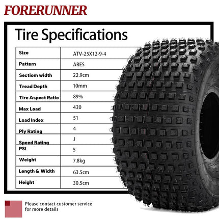 2pcs / 4pcs 25X12-9 4Ply ATV / UTV All-Terrain Tires