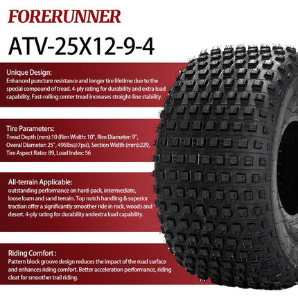 2pcs / 4pcs 25X12-9 4Ply ATV / UTV All-Terrain Tires