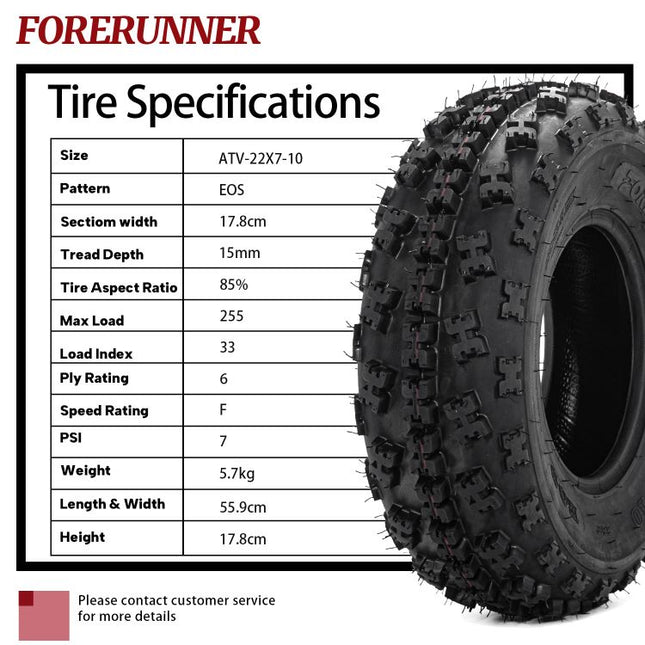 2pcs 22x7-10 6PR ATV / UTV Tires All Terrain Mud Tires
