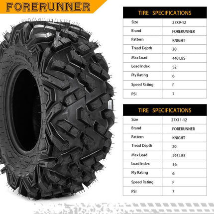 2pcs / 4pcs Universal 6 Ply ATV / UTV All-Terrain Tires 27X9-12 Front / 27X11-12 Rear