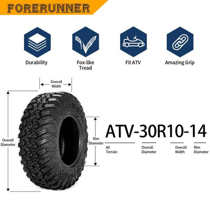 2pcs / 4pcs Universal 30X10-14 8 Ply ATV / UTV All-Terrain Mud Tires