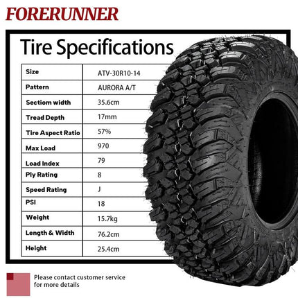 2pcs / 4pcs Universal 30X10-14 8 Ply ATV / UTV All-Terrain Mud Tires