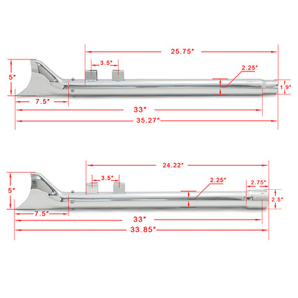 For Harley Davidson Touring Electra Glide / Street Glide / Road Glide / Road King / Tri Glide 2017-2025 Fishtail Slip on Muffler Exhaust Pipes