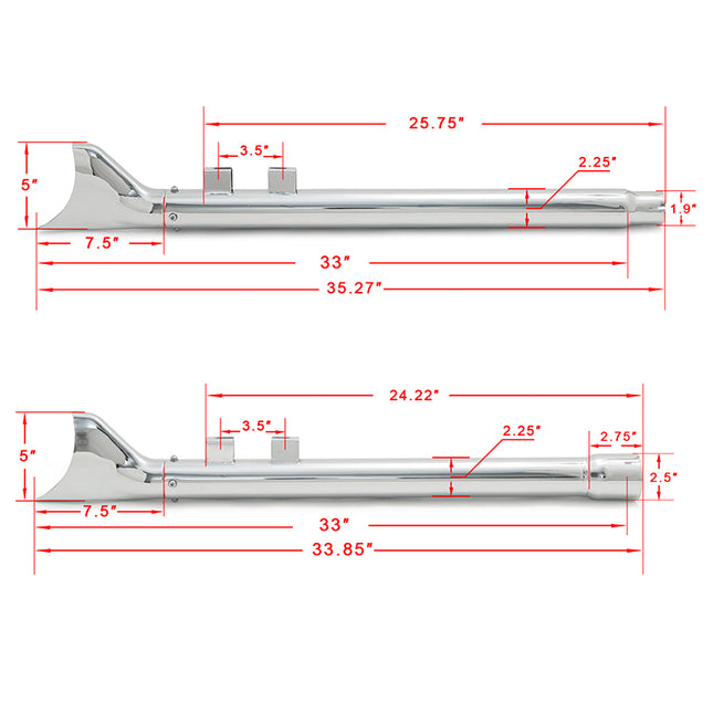 For Harley Davidson Touring Electra Glide / Street Glide / Road Glide / Road King / Tri Glide 2017-2025 Fishtail Slip on Muffler Exhaust Pipes