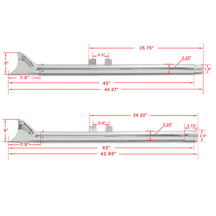 For Harley Davidson Touring Electra Glide / Street Glide / Road Glide / Road King / Tri Glide 2017-2025 Fishtail Slip on Muffler Exhaust Pipes