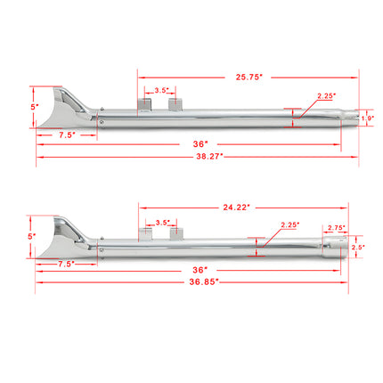 For Harley Davidson Touring Electra Glide / Street Glide / Road Glide / Road King / Tri Glide 2017-2025 Fishtail Slip on Muffler Exhaust Pipes