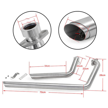 For Yamaha Star Bolt XV950 XVS950 2010-2013 / 2016-2024 Exhaust Pipes With Silencer
