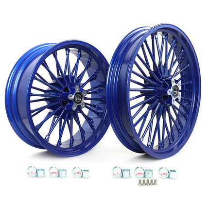 Front Rear Dual Disc Fat Spoke Wheels for Harley Dyna Super Glide / Low Rider / Wide Glide / Switchback 2000-and up